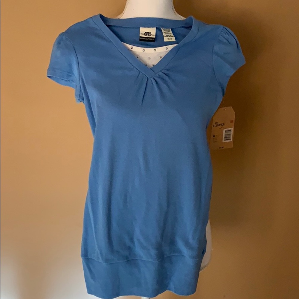 NEW Girls Blue tshirt blouse top Route 66 10/12